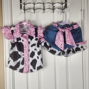 Cow print ruffle shorts set size 100